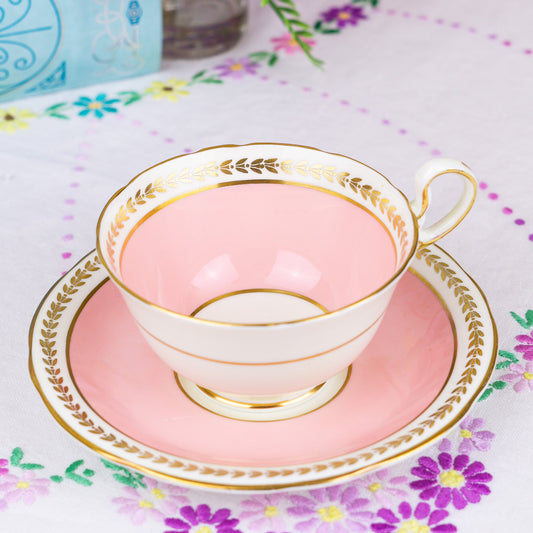 Aynsley Pink Cabinet Teacup and Saucer